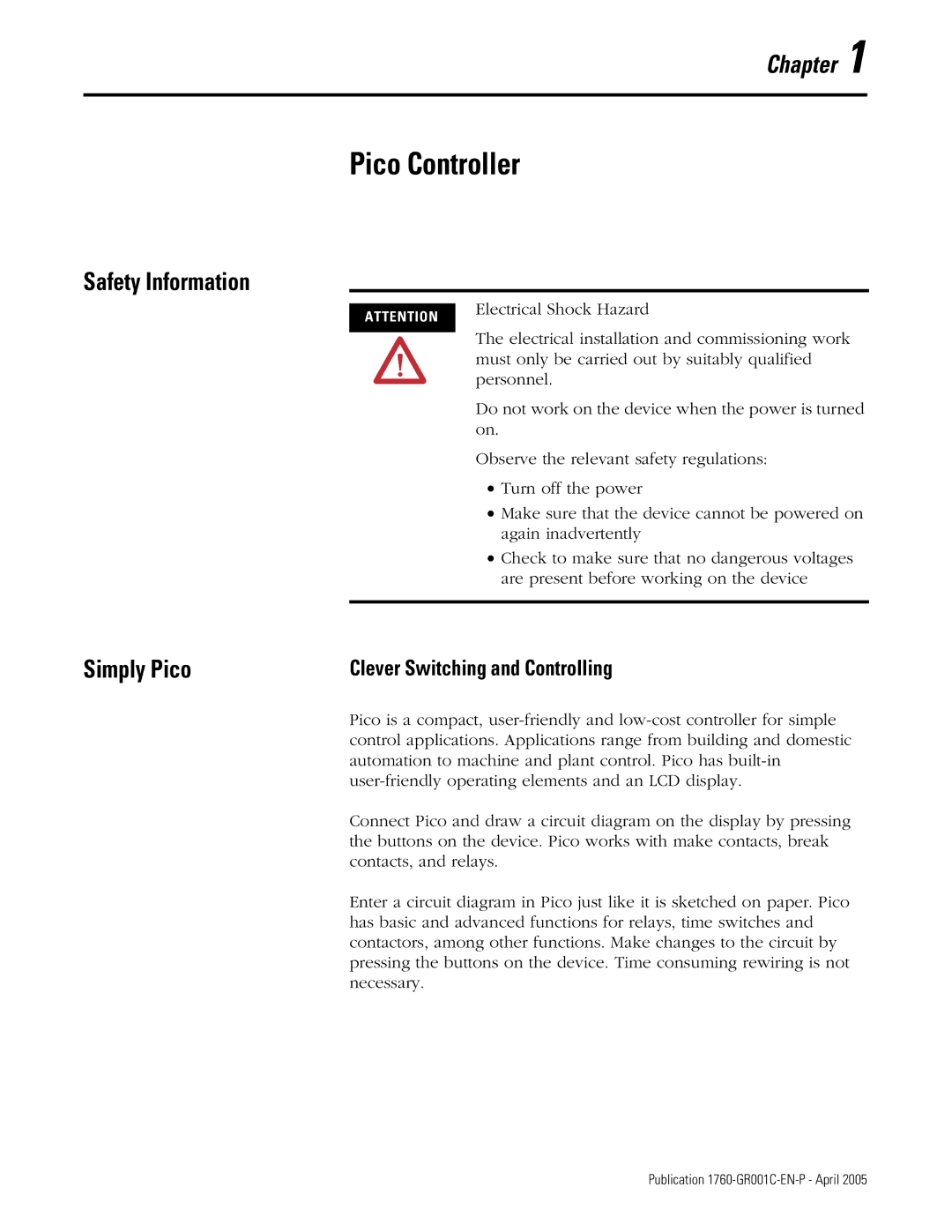 AB Soft 1760 manual Safety Information, Simply Pico, Clever Switching and Controlling 