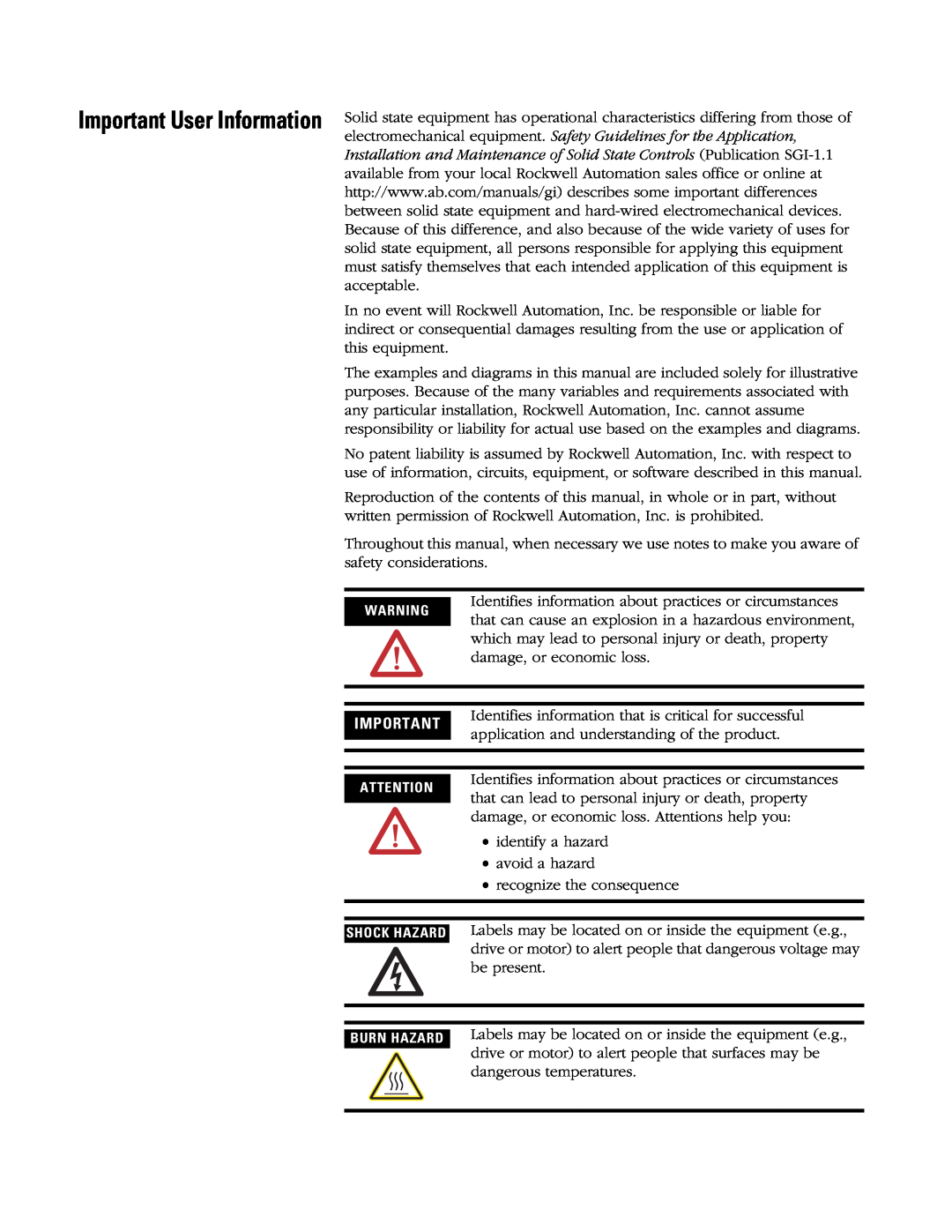 AB Soft 1760 manual Important User Information, electromechanical equipment. Safety Guidelines for the Application 