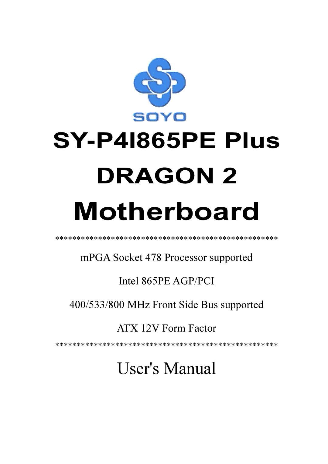 AB Soft ATX 12V user manual Motherboard 