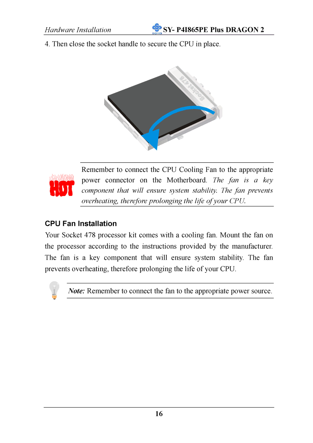 AB Soft ATX 12V user manual CPU Fan Installation 