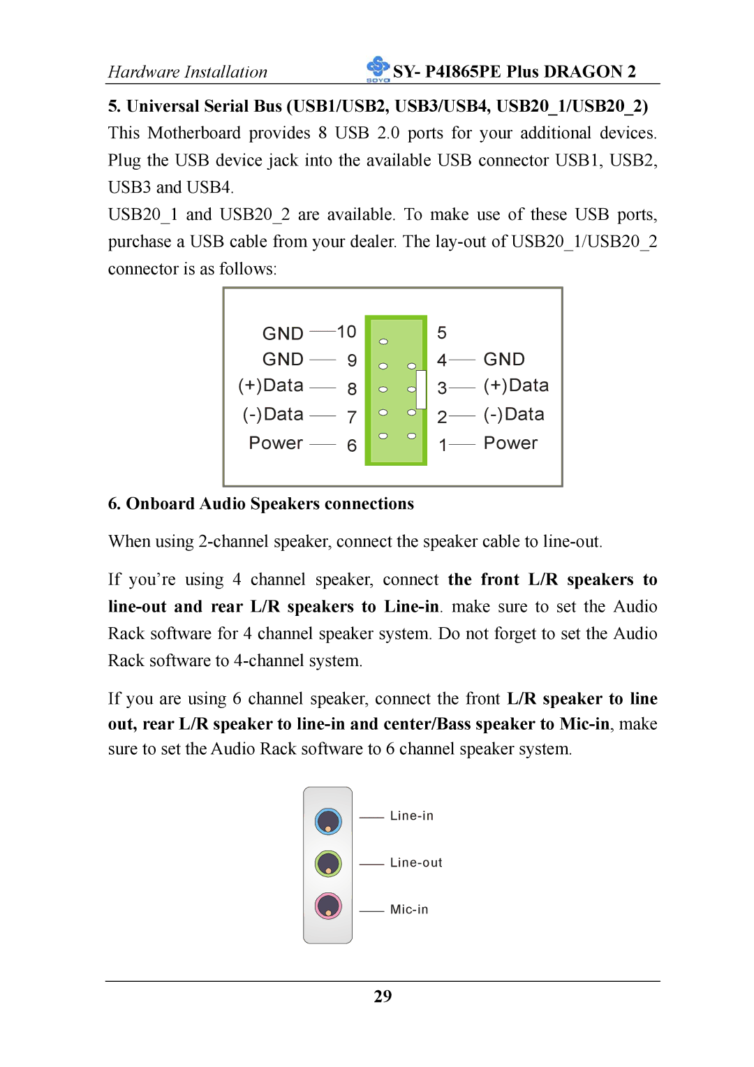 AB Soft ATX 12V user manual Onboard Audio Speakers connections 