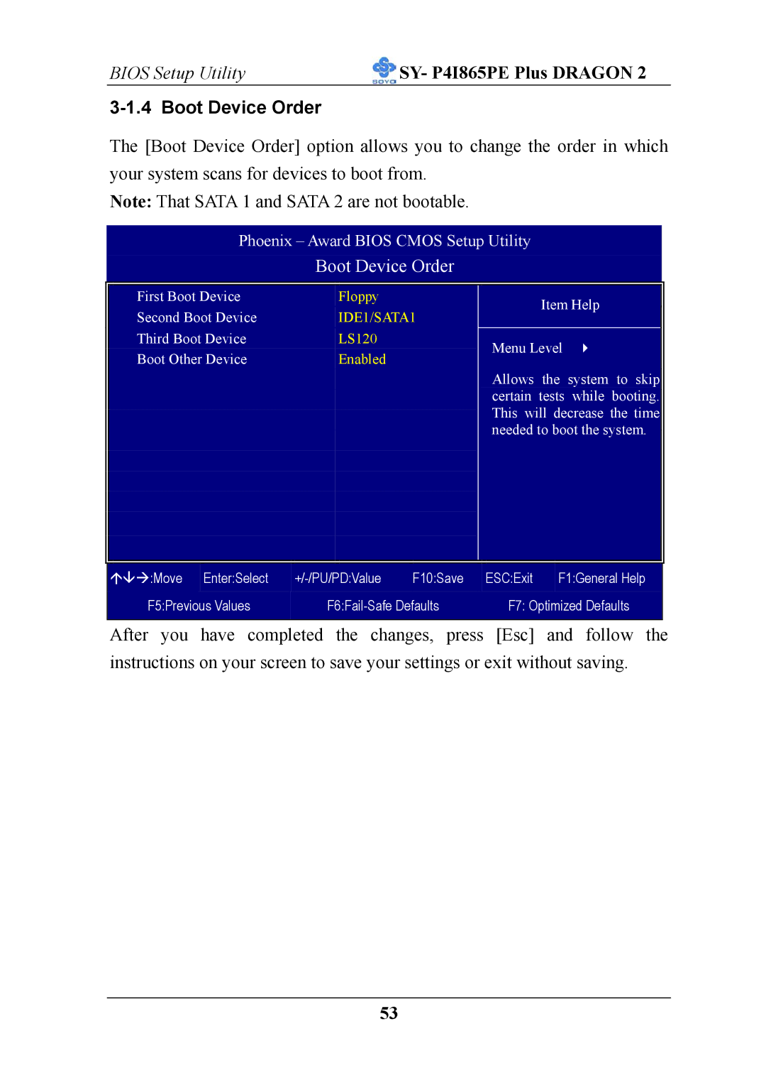 AB Soft ATX 12V user manual Boot Device Order 