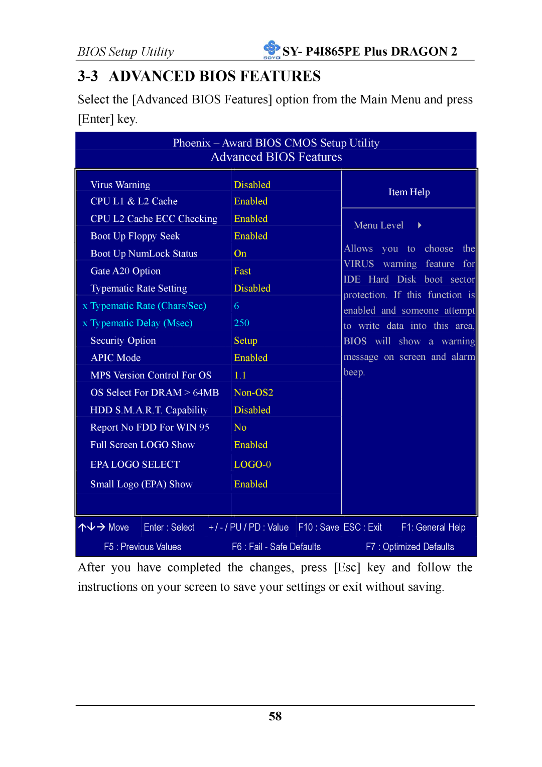 AB Soft ATX 12V user manual Advanced Bios Features 