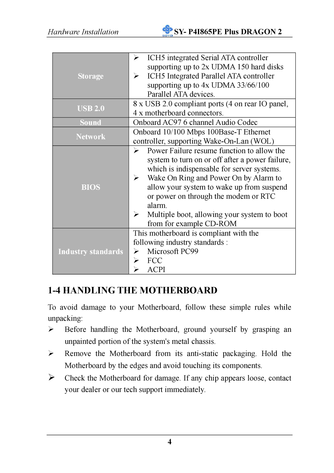 AB Soft ATX 12V user manual Handling the Motherboard, Network 