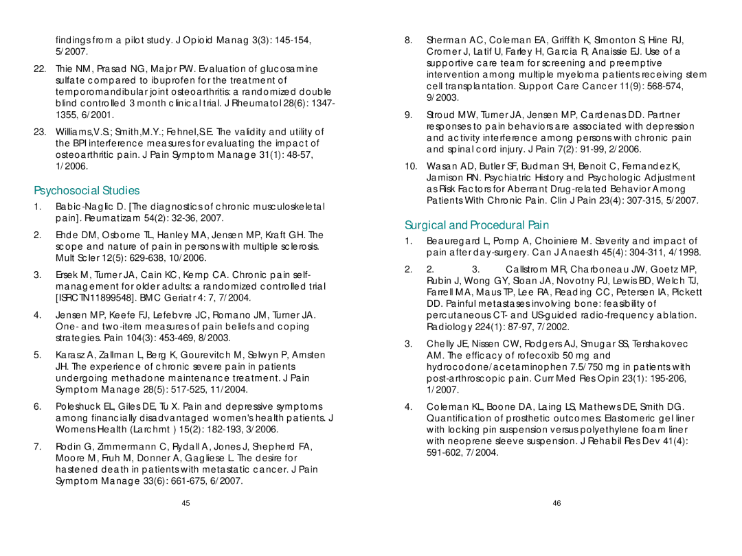 AB Soft ii manual Psychosocial Studies, Surgical and Procedural Pain 