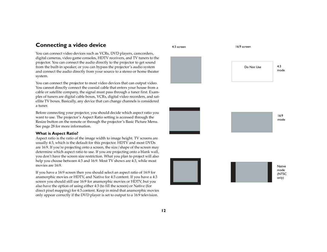 AB Soft IN2106, IN2104, IN2102 manual Connecting a video device, What is Aspect Ratio? 