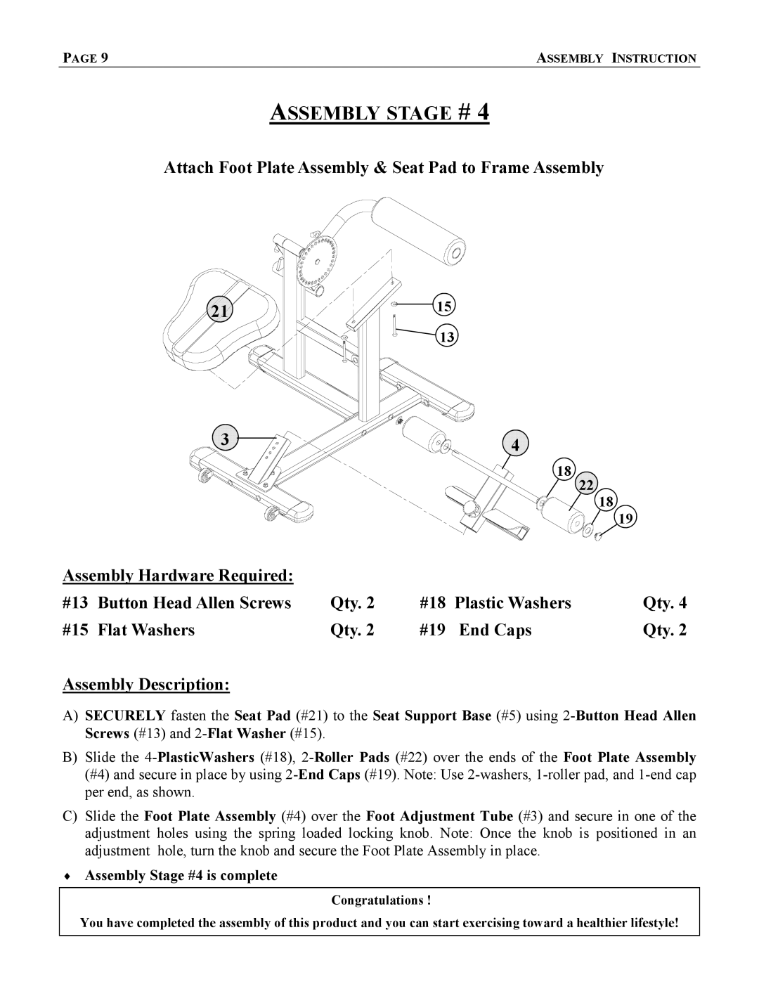 AB Soft LS 526 manual #15 Flat Washers Qty #19 End Caps 