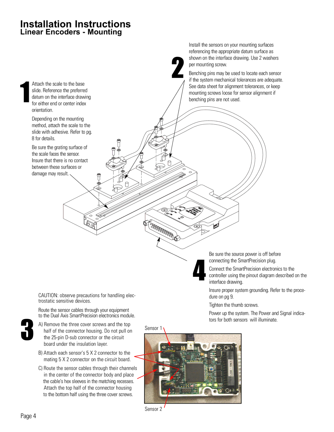 AB Soft Mercury 3000Si manual Installation Instructions, Linear Encoders Mounting 