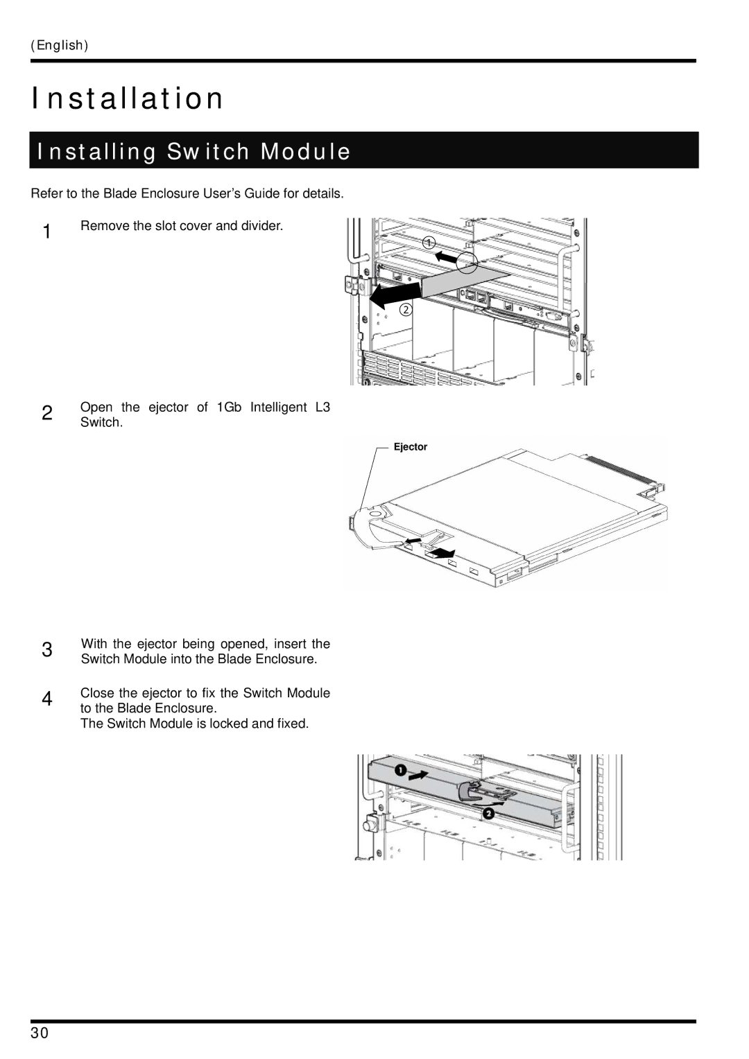 AB Soft N8406-026 manual Installation, Installing Switch Module 