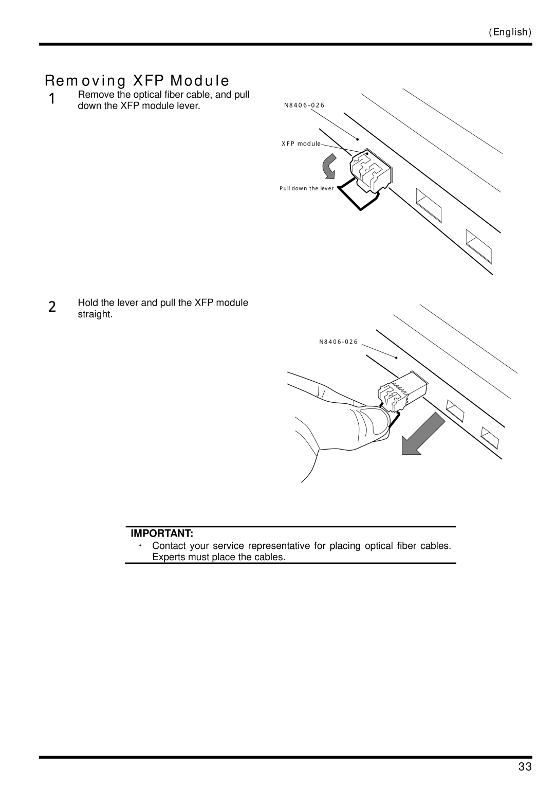 AB Soft N8406-026 manual Removing XFP Module 