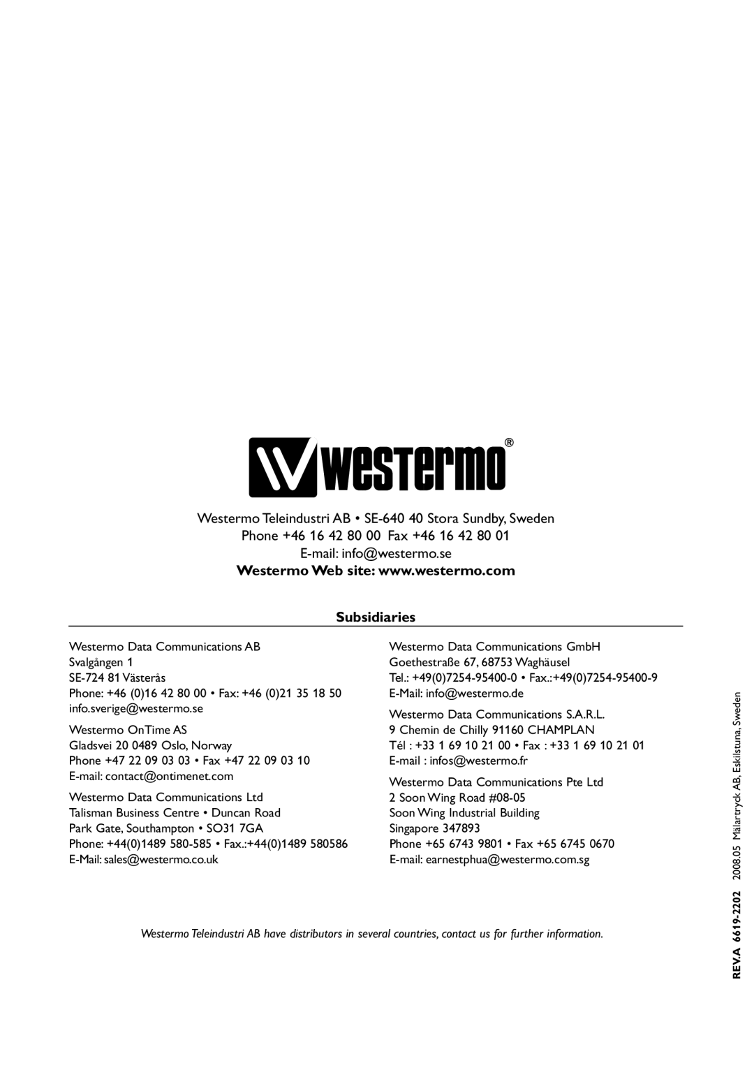 AB Soft TDW-33 manual Subsidiaries 