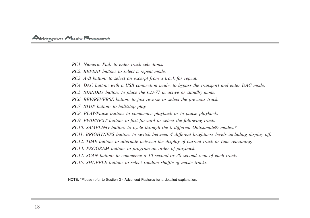 Abbingdon Music Research CD-77 owner manual 