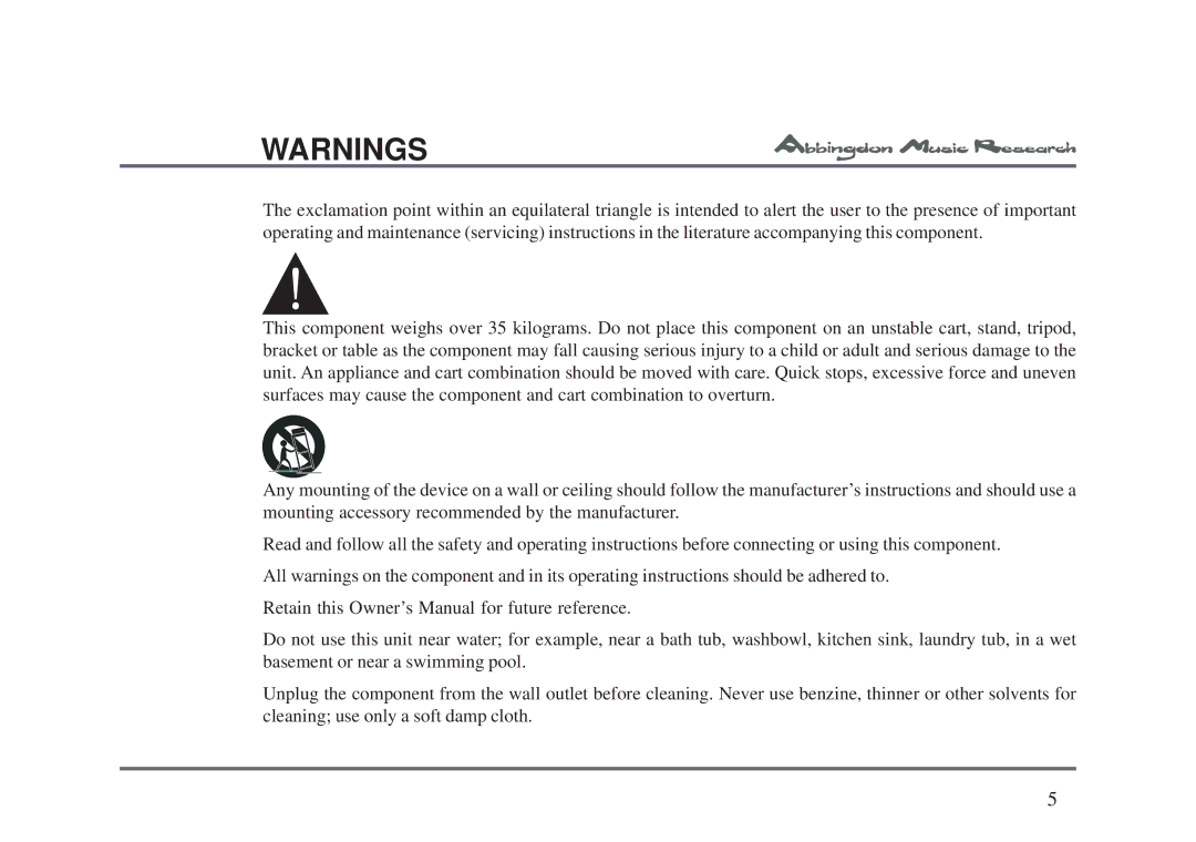 Abbingdon Music Research CD-77 owner manual 