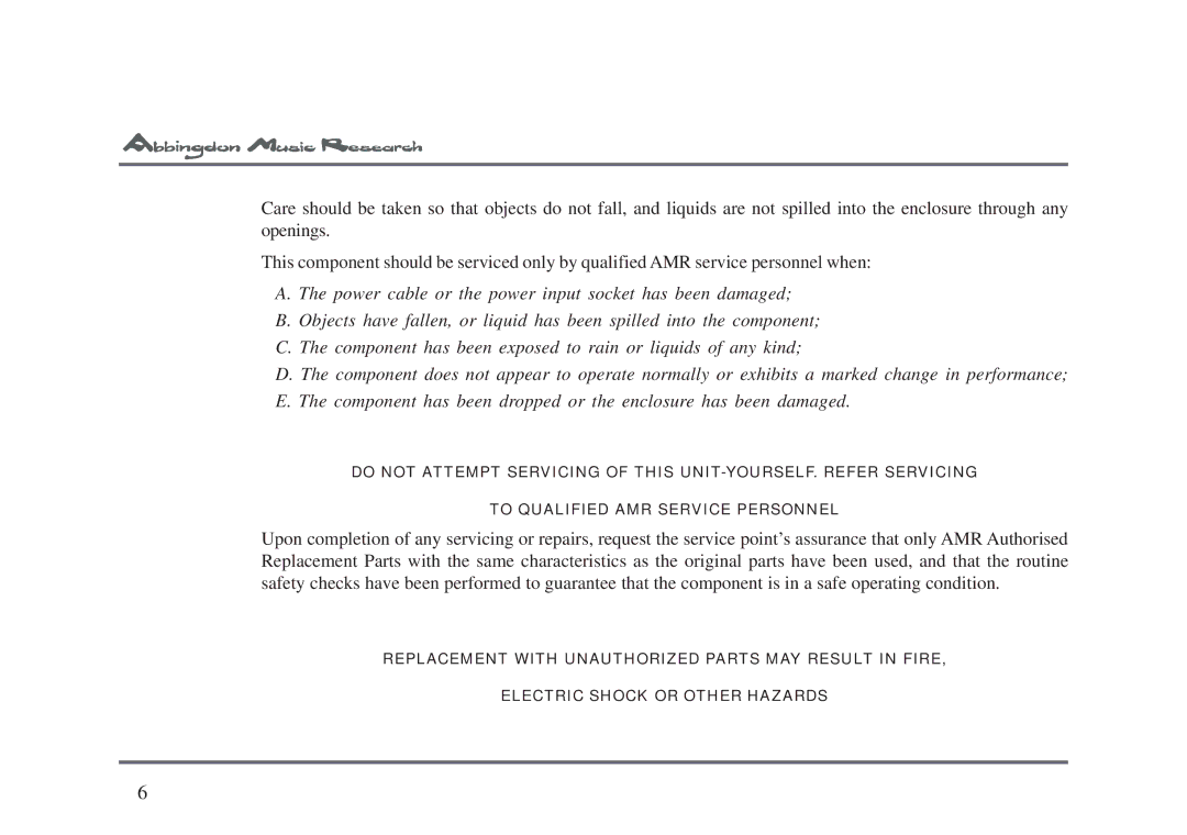 Abbingdon Music Research CD-77 owner manual 