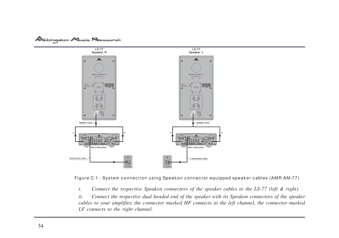 Abbingdon Music Research owner manual LS-77 Speaker R Speaker L 