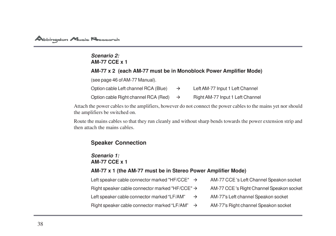 Abbingdon Music Research LS-77 owner manual Speaker Connection 