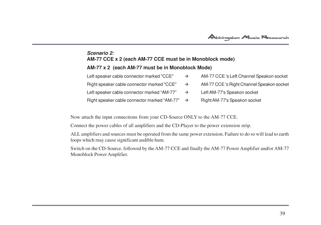 Abbingdon Music Research LS-77 owner manual Scenario 