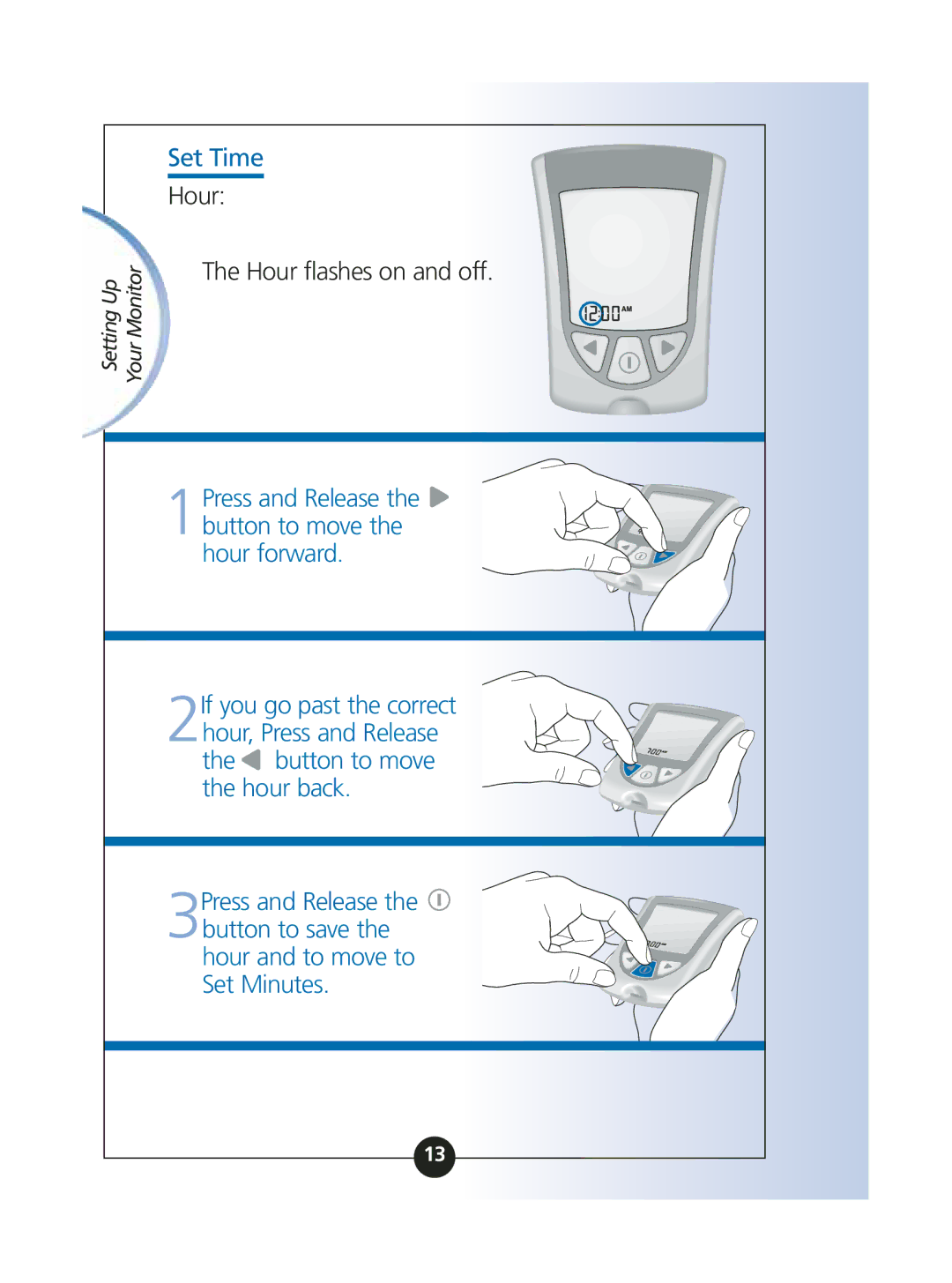 Abbott Diabetes Care ART06986 manual Set Time, Hour Hour flashes on and off 