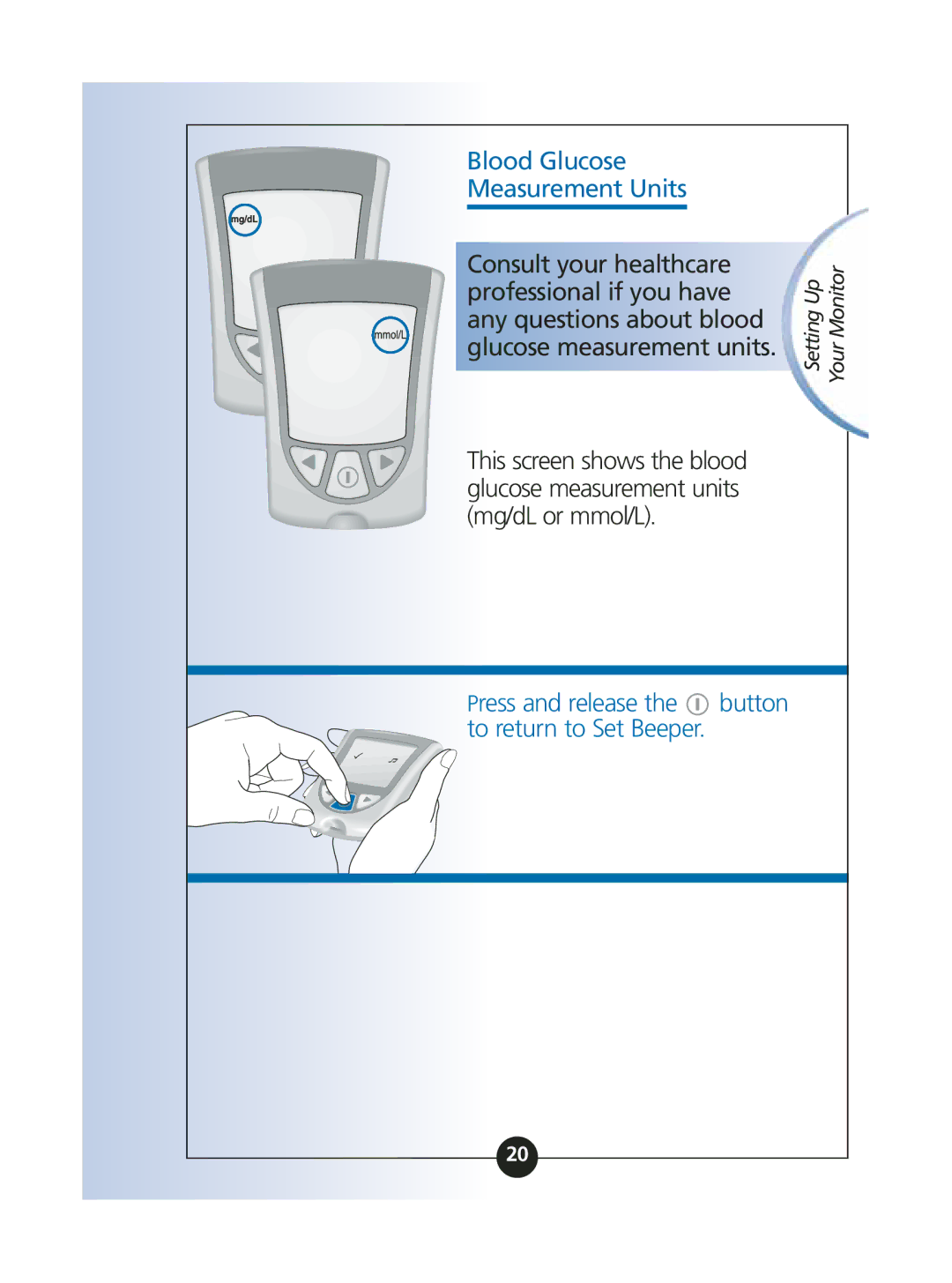 Abbott Diabetes Care ART06986 manual Blood Glucose Measurement Units 