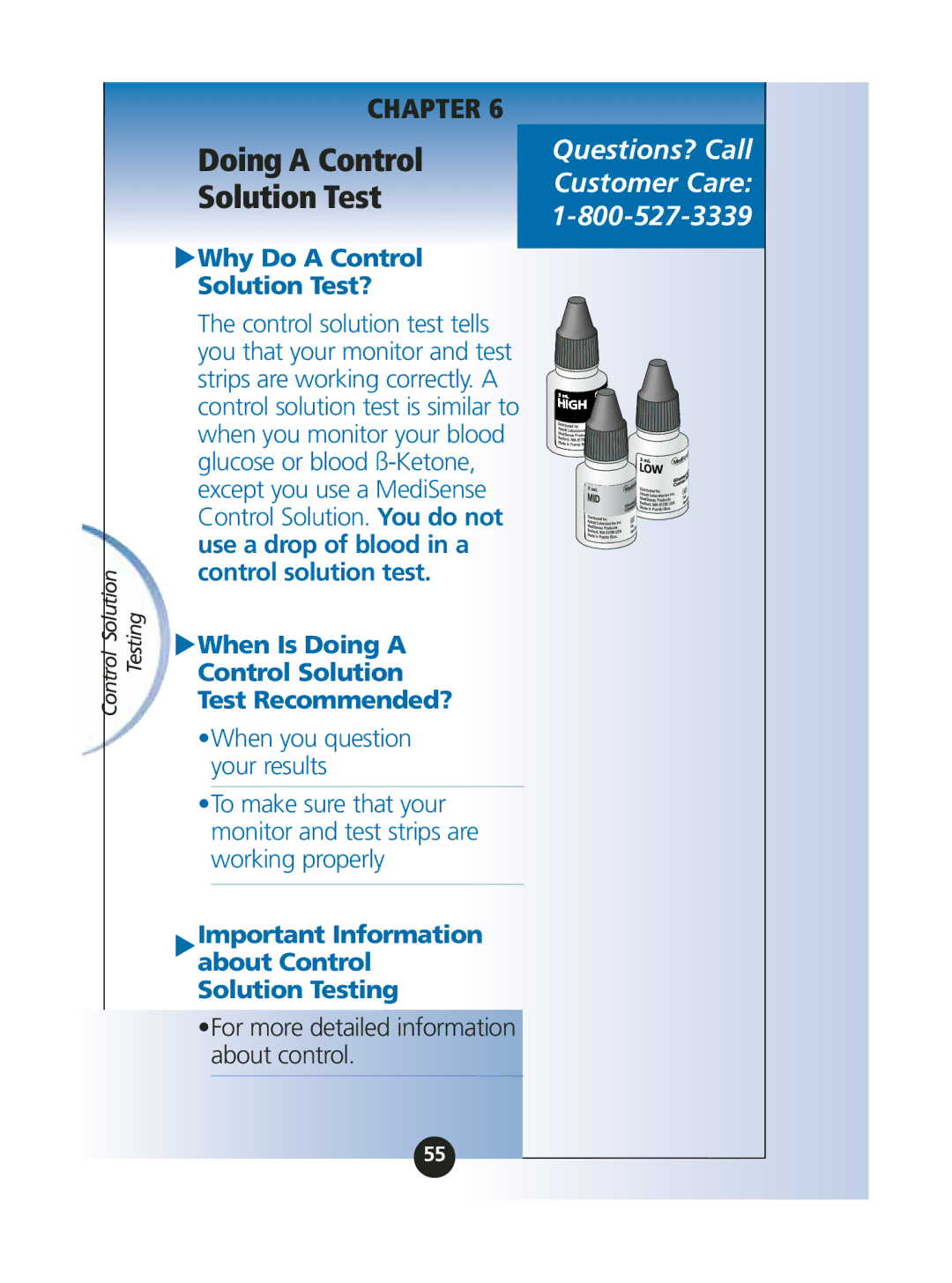 Abbott Diabetes Care ART06986 manual Doing a Control Solution Test 