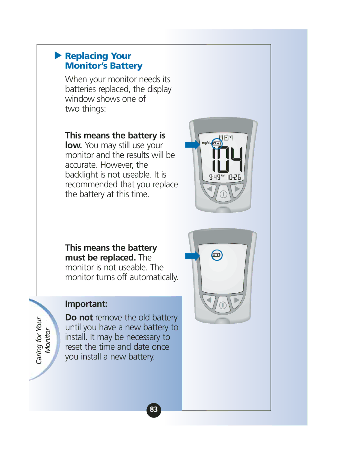 Abbott Diabetes Care ART06986 manual Replacing Your Monitor’s Battery, Two things 