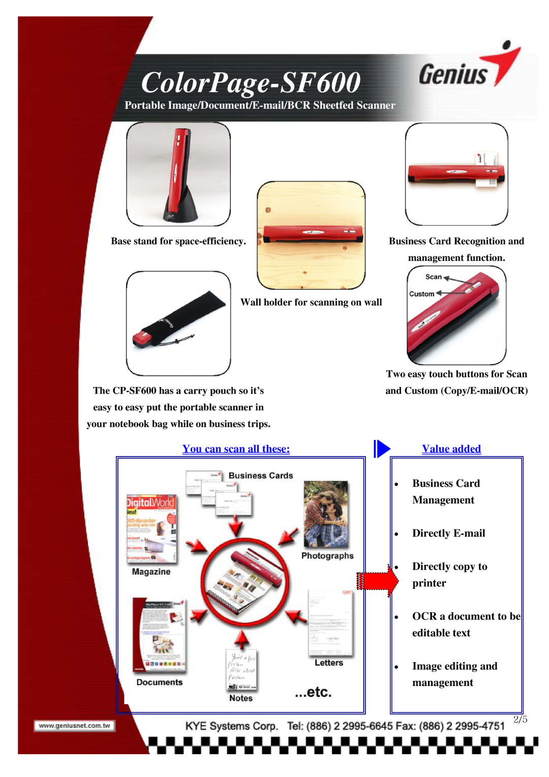 Abbyy USA ColorPage-SF600 manual You can scan all these Value added, Base stand for space-efficiency 