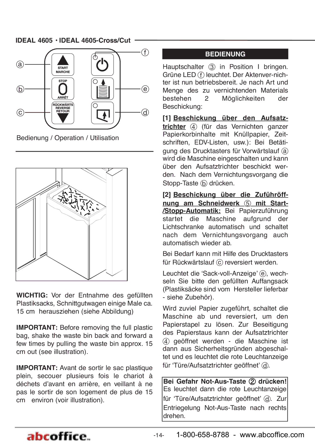 ABC Office 4605-Cross/Cut manual Bedienung 