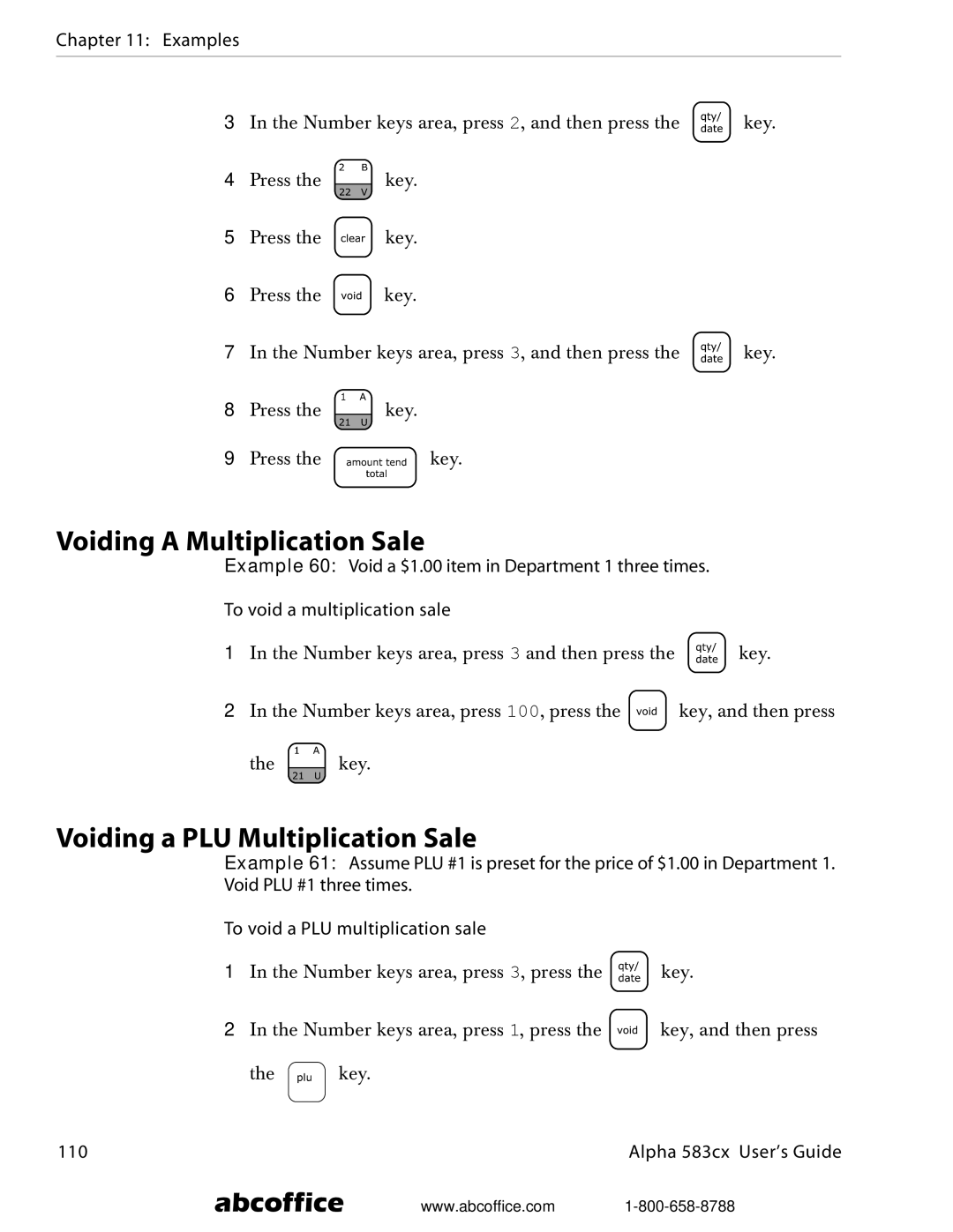 ABC Office Alpha 583cx manual Voiding a Multiplication Sale, Voiding a PLU Multiplication Sale 