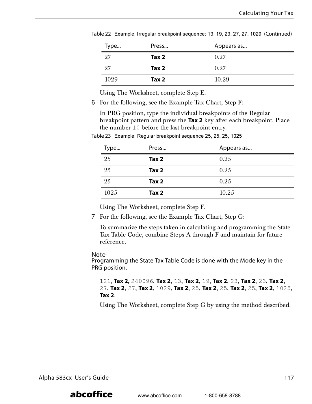 ABC Office manual Alpha 583cx User’s Guide 117 