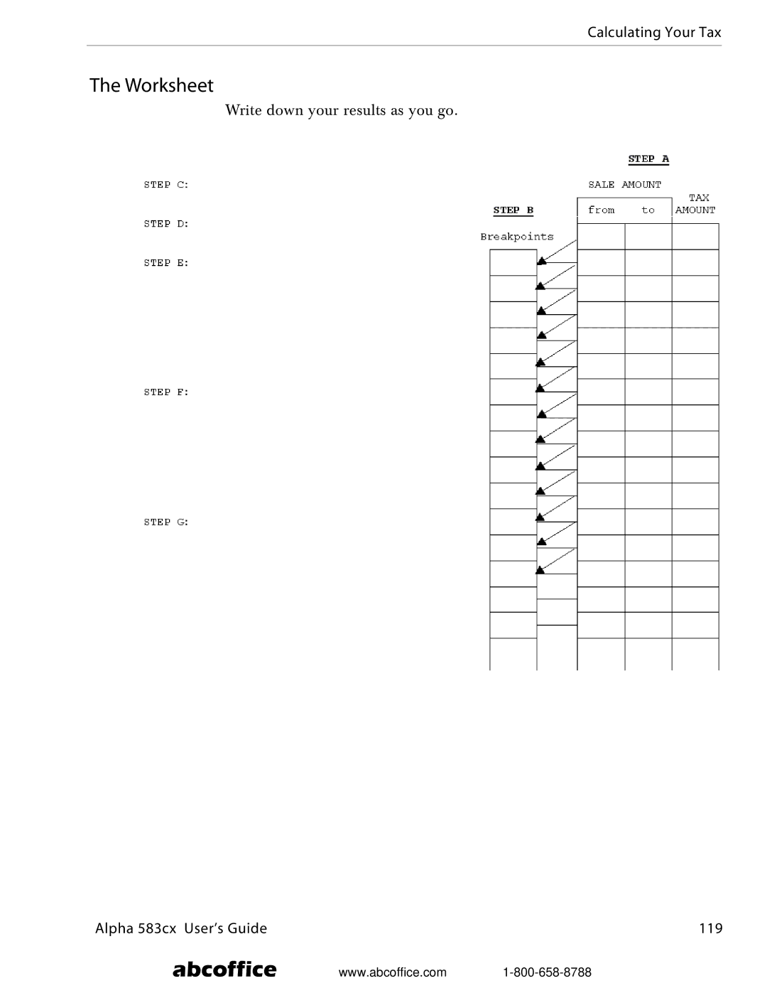 ABC Office manual Worksheet, Alpha 583cx User’s Guide 119 