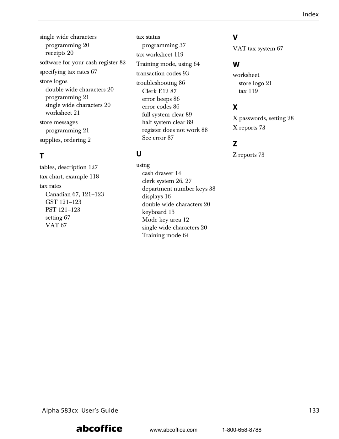 ABC Office Alpha 583cx manual 133 