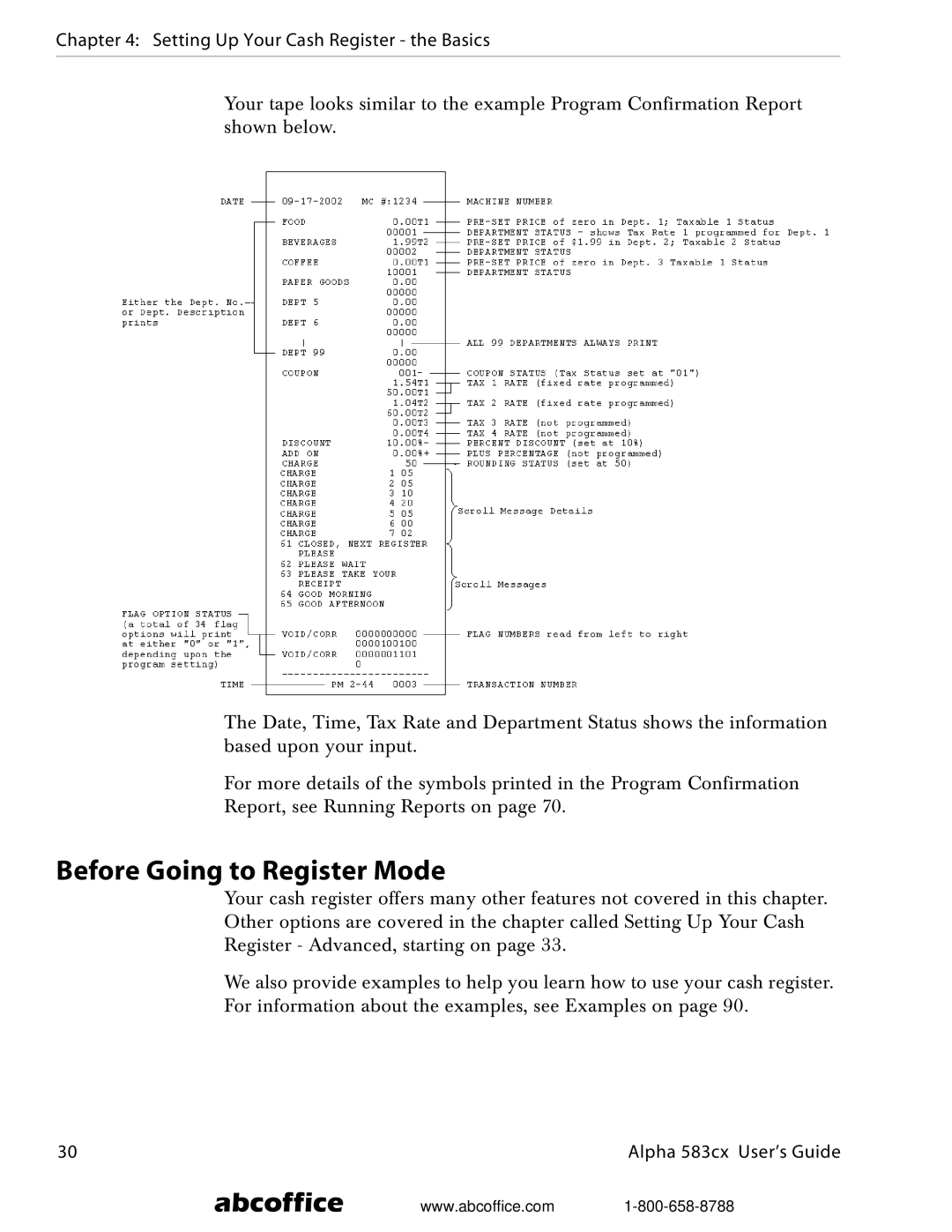 ABC Office Alpha 583cx manual Before Going to Register Mode 