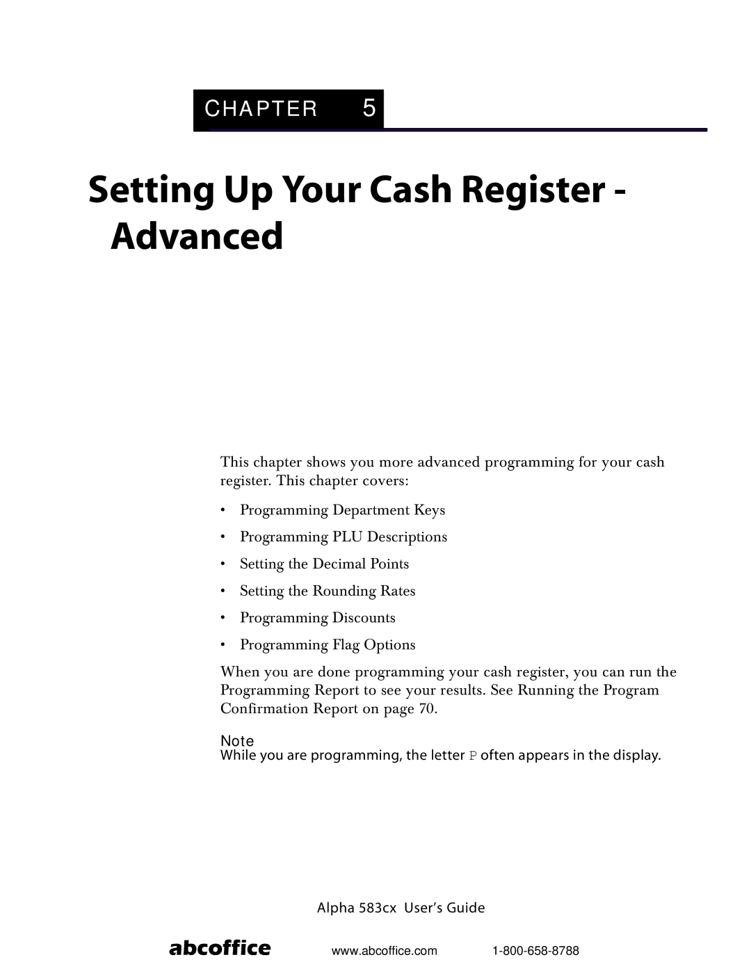 ABC Office Alpha 583cx manual Setting Up Your Cash Register Advanced 