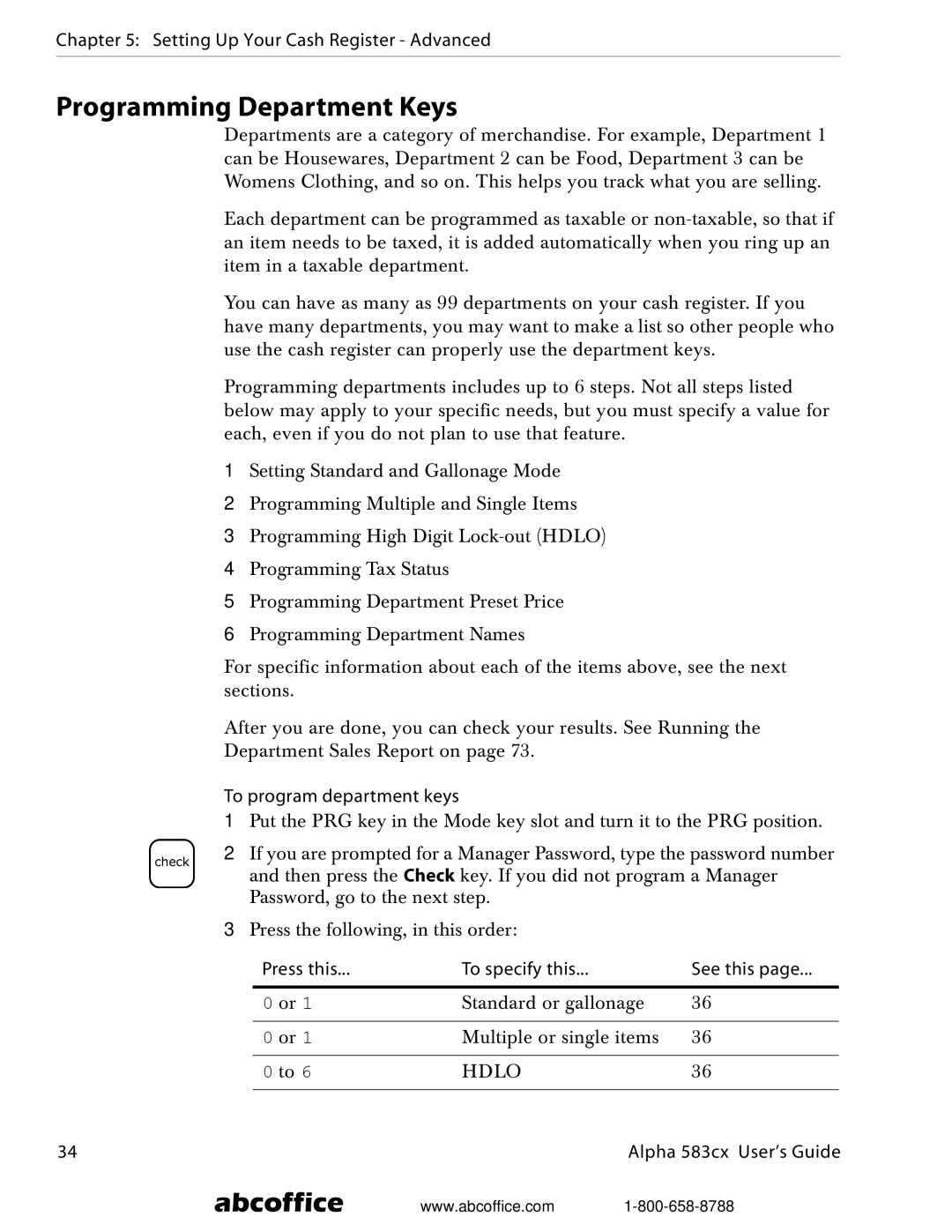 ABC Office Alpha 583cx manual Setting Up Your Cash Register Advanced, To program department keys 