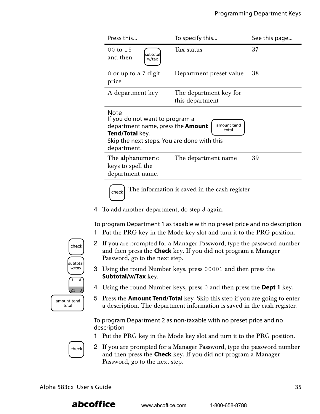 ABC Office Alpha 583cx manual 00 to 