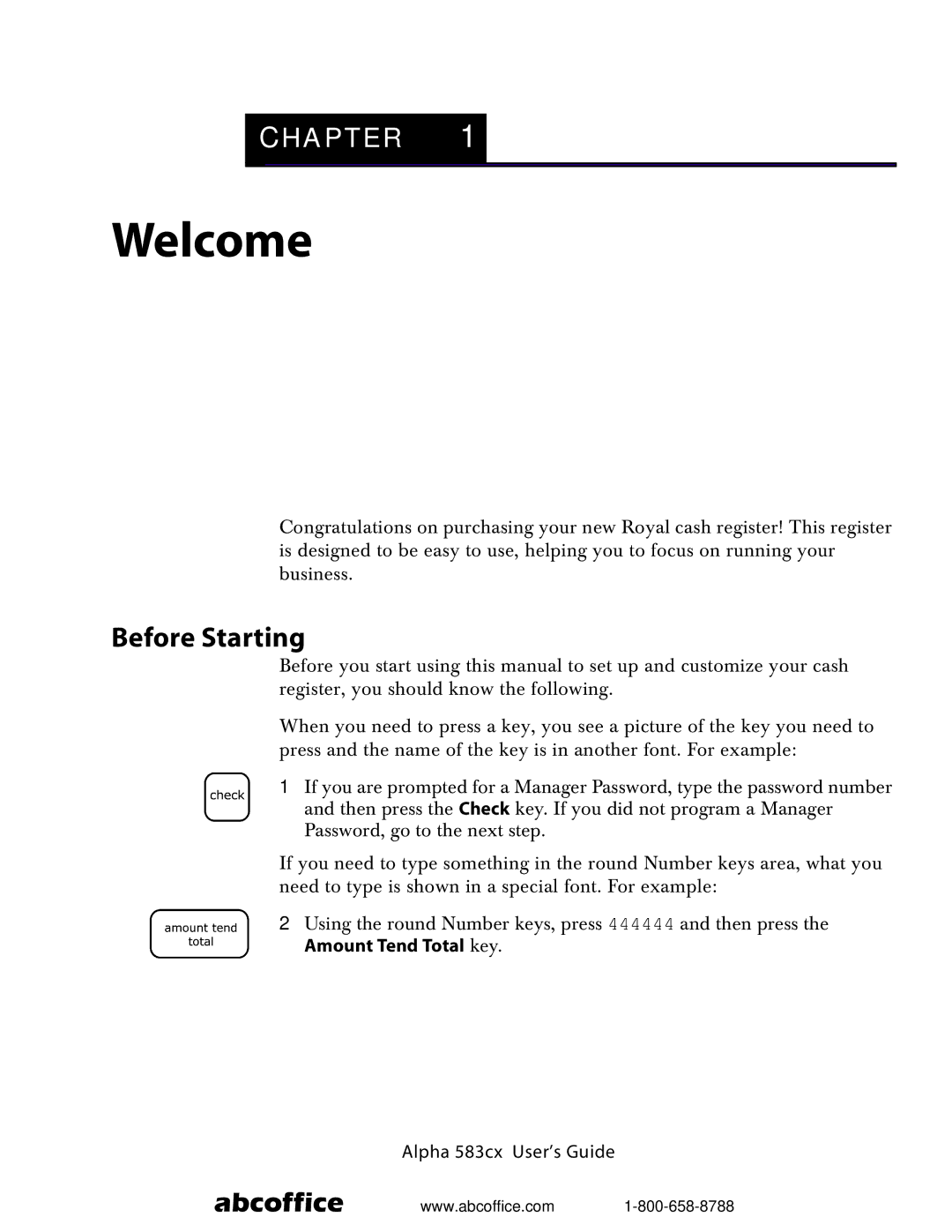 ABC Office Alpha 583cx manual Welcome, Before Starting 