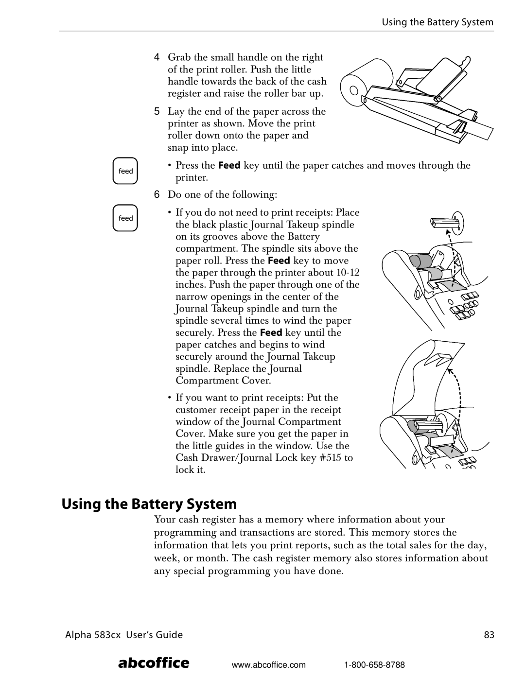 ABC Office Alpha 583cx manual Using the Battery System 