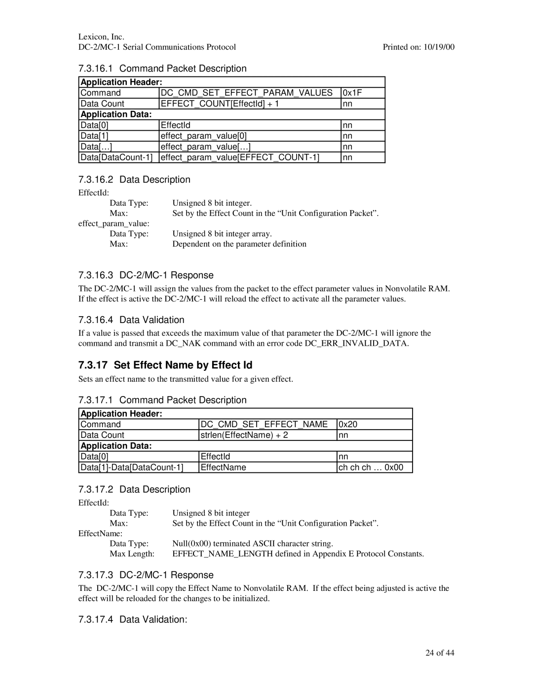 ABC Office Set Effect Name by Effect Id, 16.3 DC-2/MC-1 Response, 17.3 DC-2/MC-1 Response, Dccmdseteffectparamvalues 