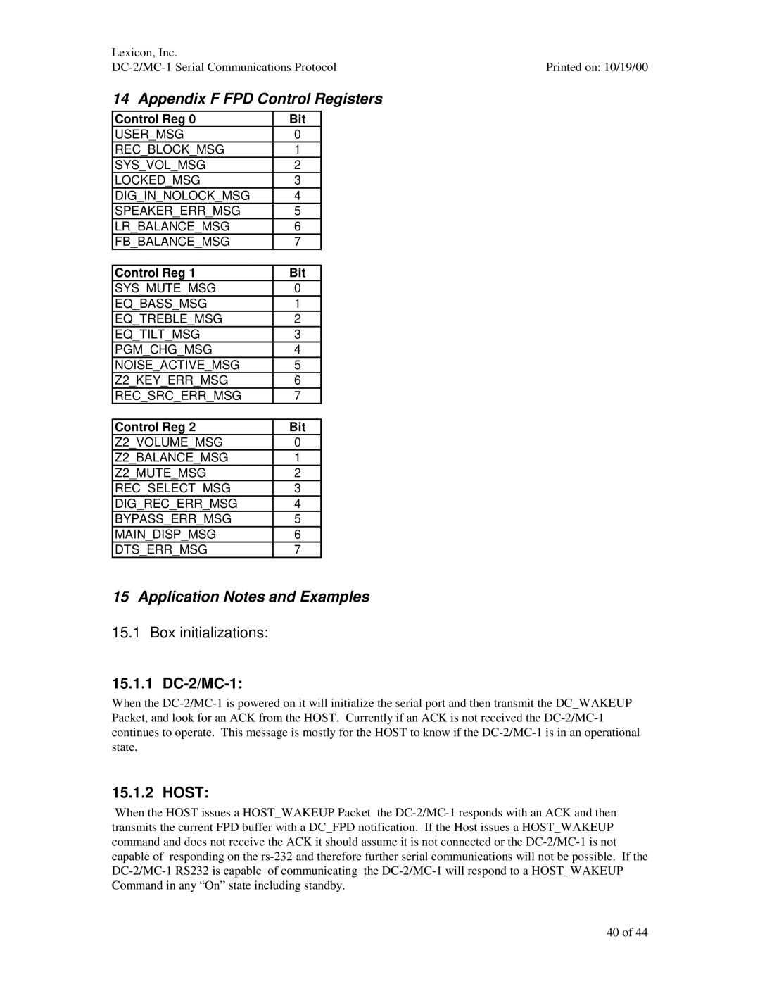 ABC Office Appendix F FPD Control Registers, Application Notes and Examples, Box initializations, 15.1.1 DC-2/MC-1 