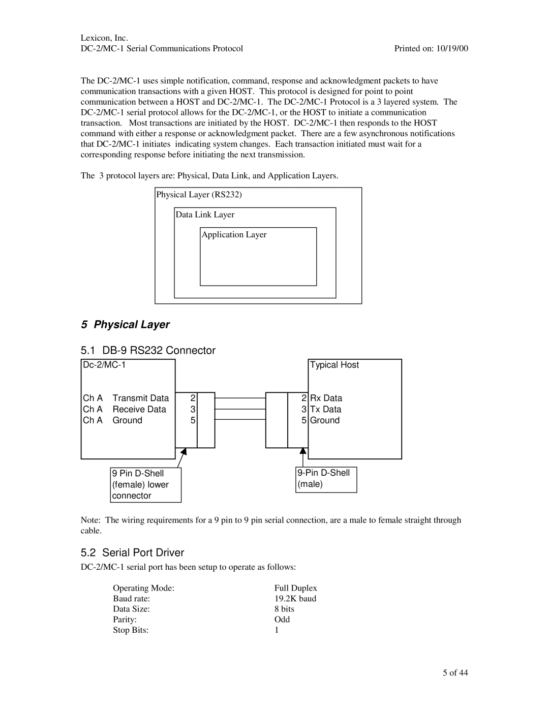 ABC Office DC-2, MC-1 manual Physical Layer, DB-9 RS232 Connector, Serial Port Driver 