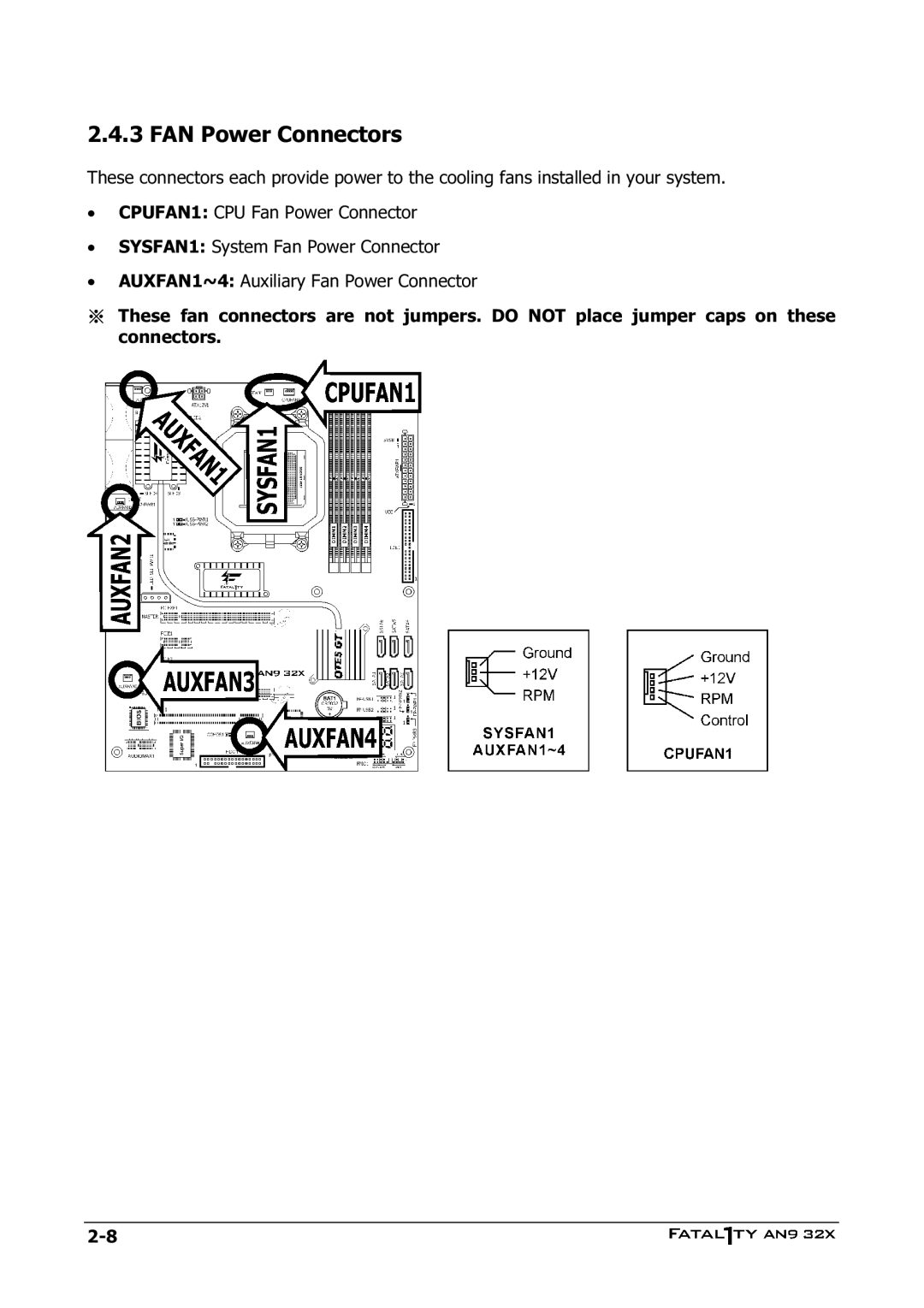 Abit AN9 32X manual FAN Power Connectors 