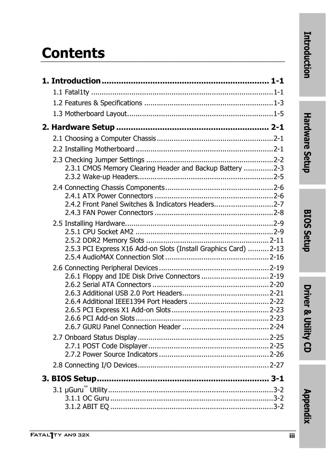 Abit AN9 32X manual Contents 