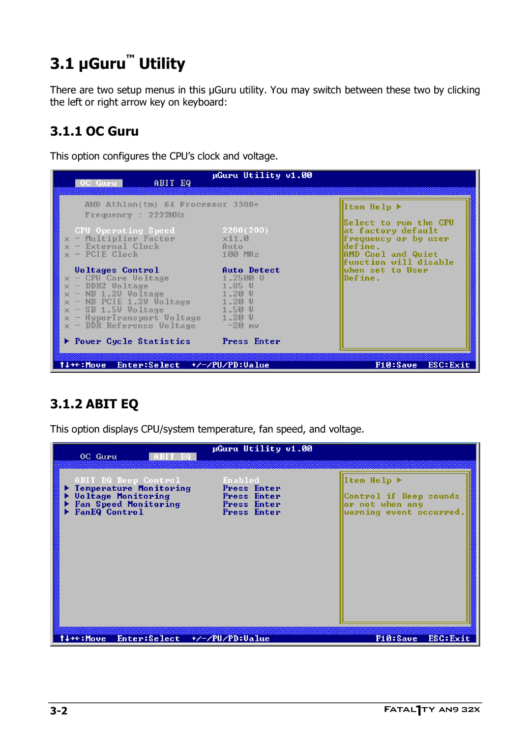 Abit AN9 32X manual ΜGuru Utility, OC Guru, Abit EQ 