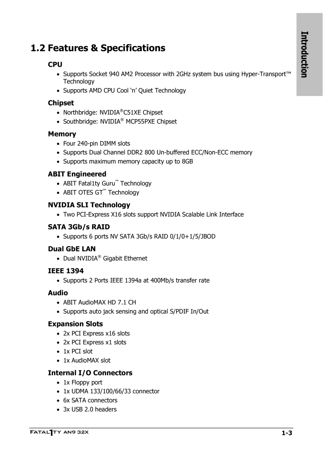 Abit AN9 32X manual Features & Specifications, Cpu 