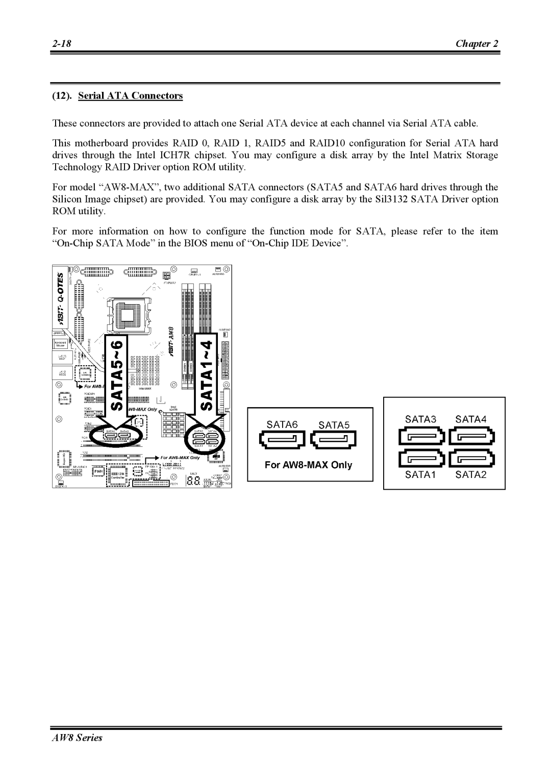 Abit AW8 user manual Serial ATA Connectors 