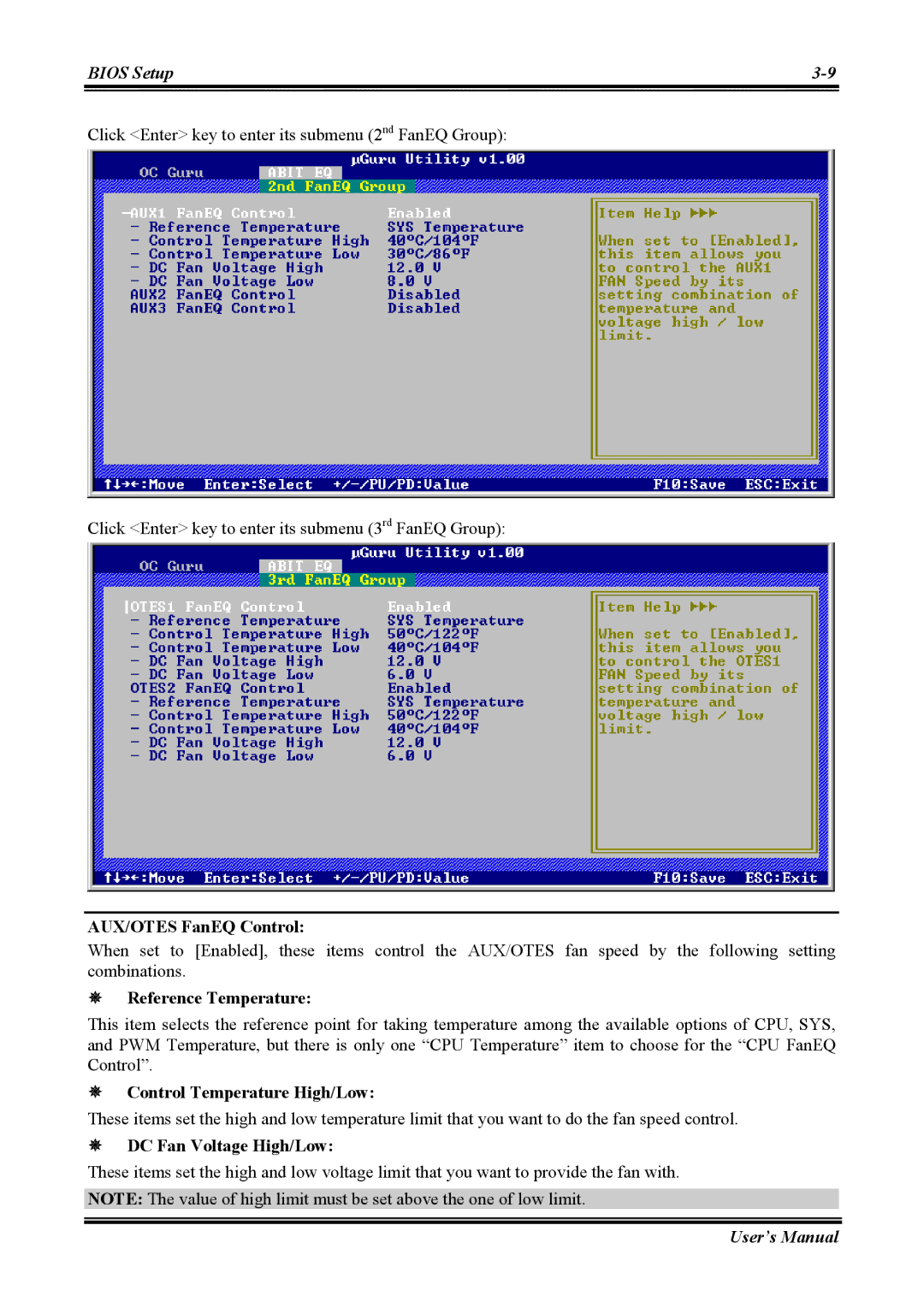 Abit AW8 user manual AUX/OTES FanEQ Control 