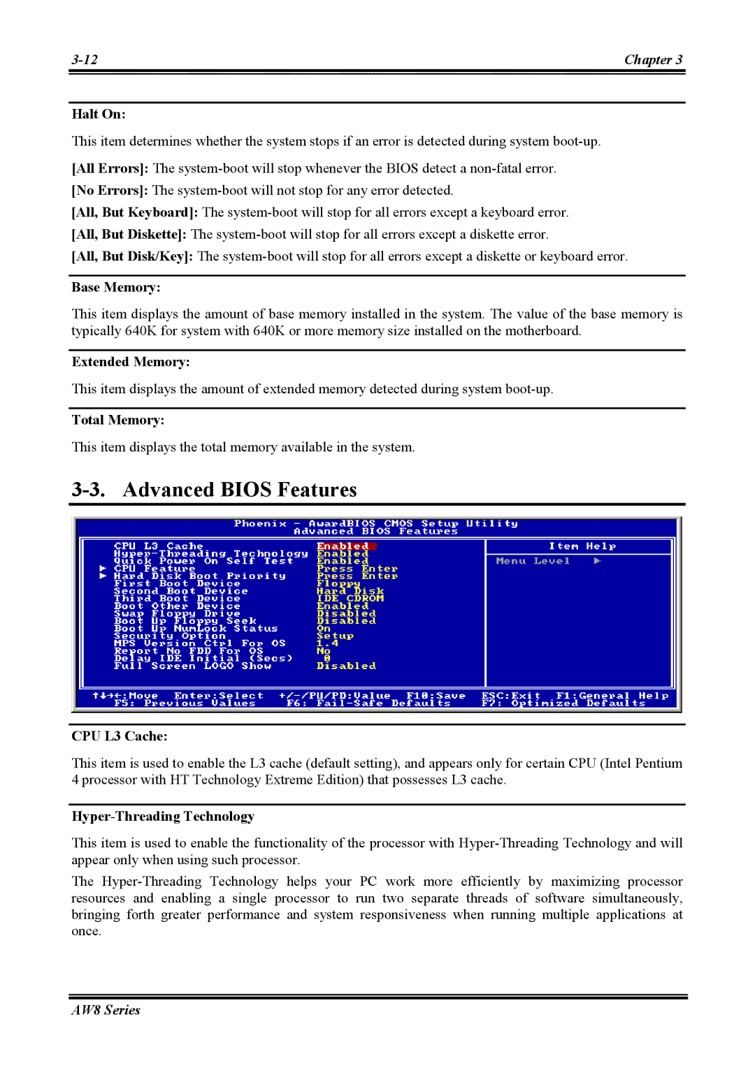 Abit AW8 user manual Advanced Bios Features 