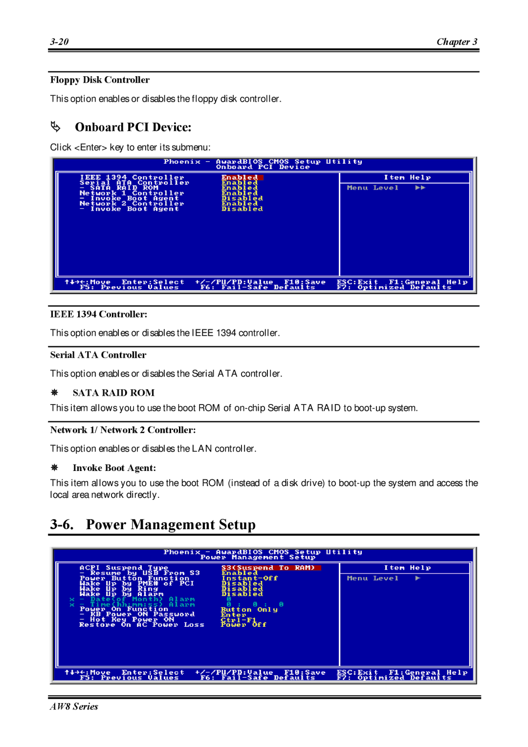 Abit AW8 user manual Power Management Setup, # Onboard PCI Device 