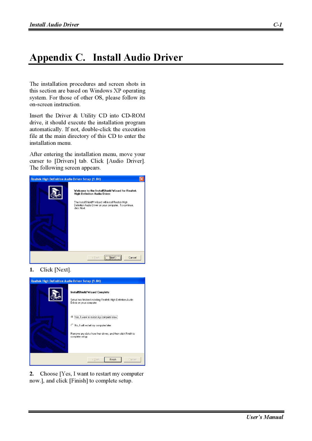 Abit AW8 user manual Appendix C. Install Audio Driver 