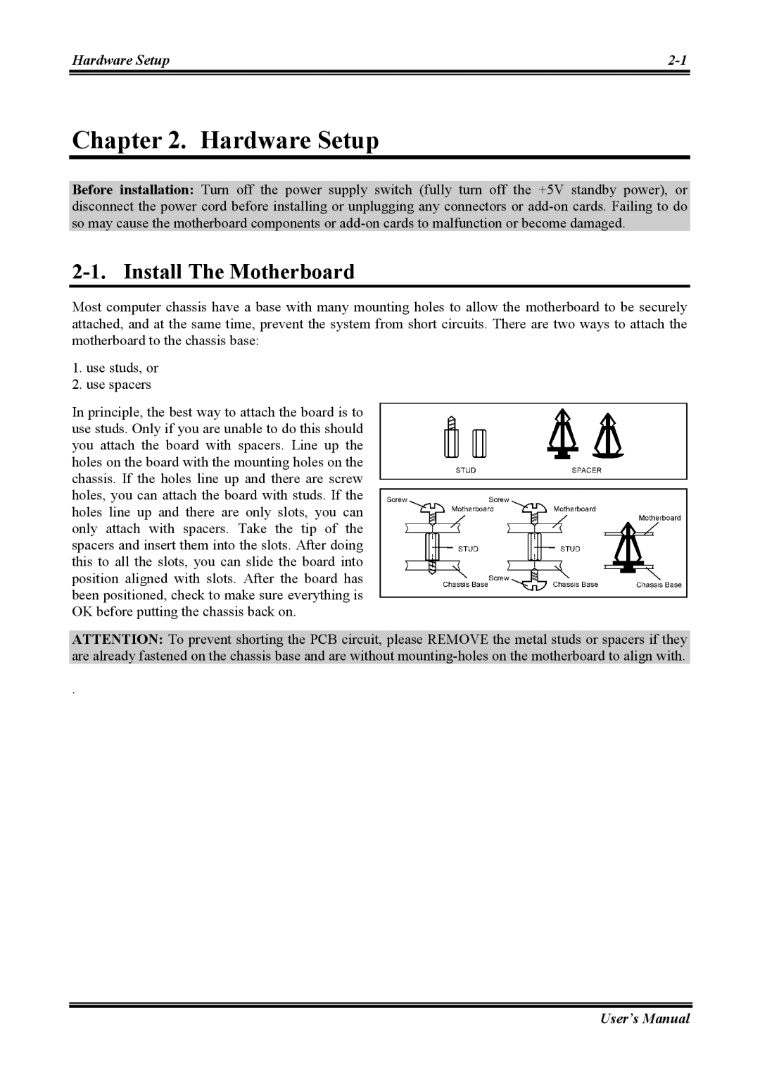 Abit AW8 user manual Hardware Setup, Install The Motherboard 